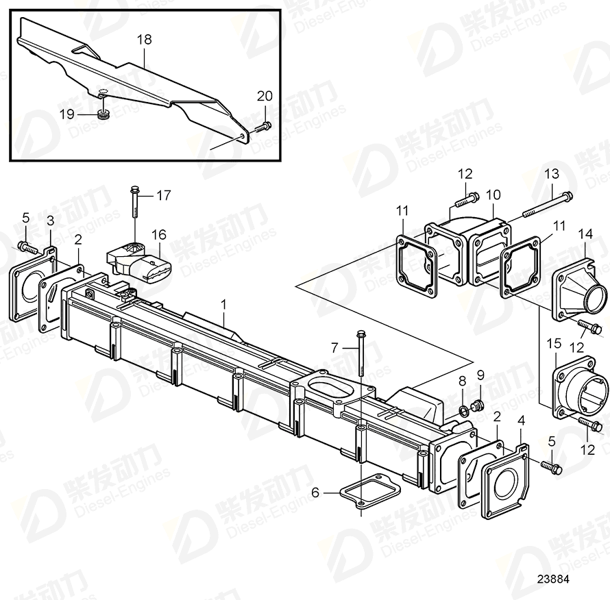 VOLVO Hose nipple 20498528 Drawing VOLVO Hose nipple 20498528 Drawing